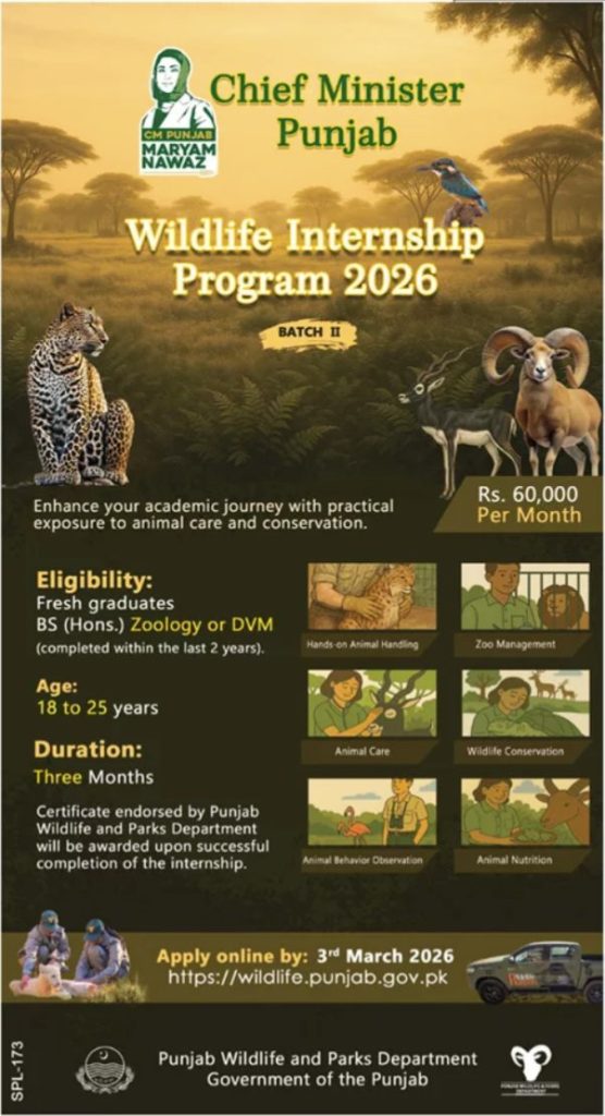 Punjab Wildlife Internship Program 2026 – Rs 60,000 Stipend