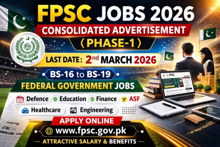FPSC Jobs 2026 – Consolidated Advertisement Phase 1 | Federal Public Service Commission Latest Vacancies
